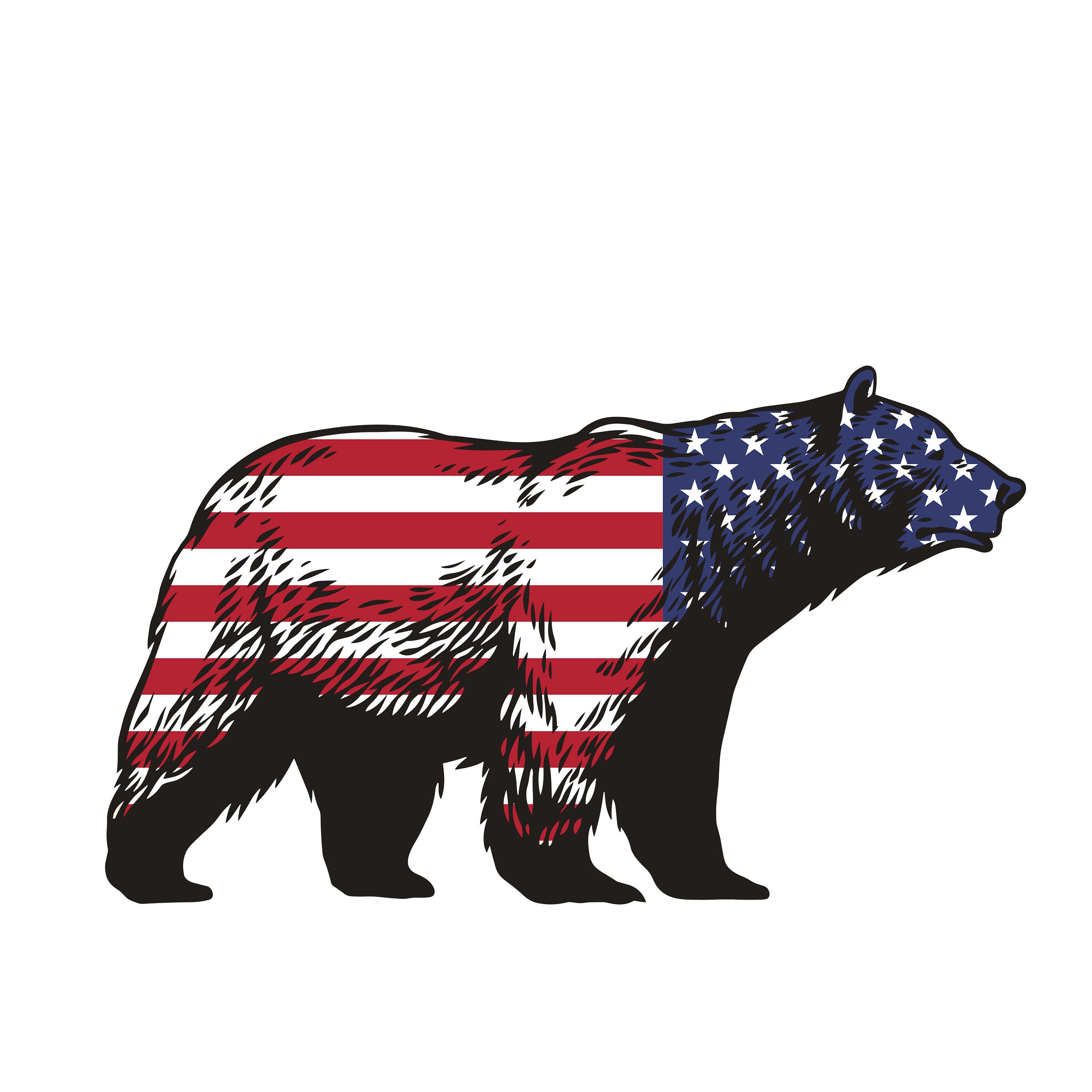 Bear American Svg Download, Flag Red White Blue SVG File, USA Flag
