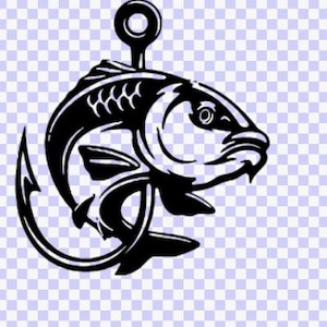 Fish & Hook SVG DOWNLOAD Fishing Vector File cut machine cricut Sport Fishing Fish Svg, Cricut Svg, Fish Clip art Fishing fish cut file