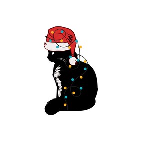 Christmas lights Cat SVG PNG Download, Cat clipart Vector Cut File Svg cricut svg files for cricut, Cat Svg Cut Files Cricut, Cat Silhouette