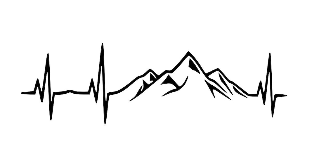 Mountain Hiking Heart Beat Black Vinyl Decal Decallaptop - Etsy