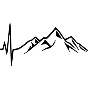 Mountain Heartbeat Vinyl Decal, Laptop Decal, Truck Car Sticker, Heart ...