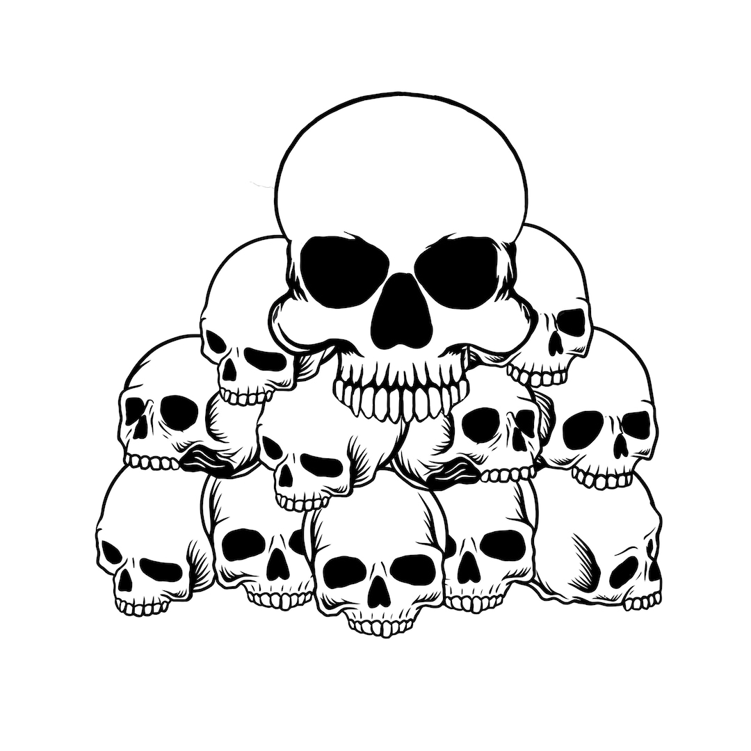Skull Pile Skull SVG PNG Download Cut File Skull Svg, Sugar Skull Black