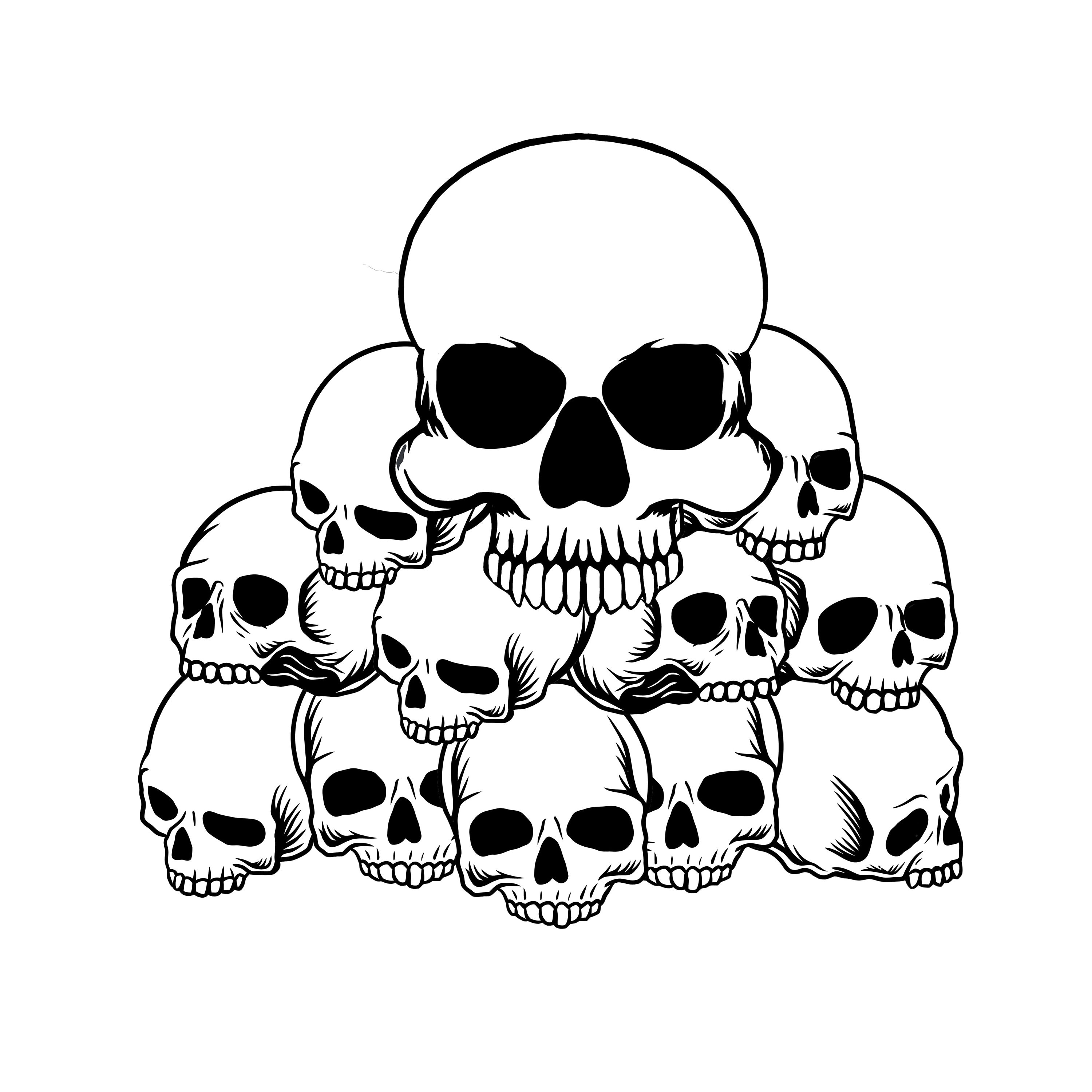 Calavera apilada Calavera SVG PNG Descargar archivo de corte Calavera Svg,  Calavera de azúcar en blanco y negro, Día de los muertos, Silueta, Clip, image size:3000x3000