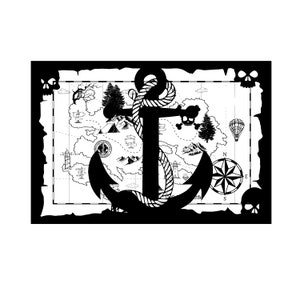 Pirate SVG Treasure Hunt Map PNG Jpg Descargar archivo recortado Pirate map Silhouette Clipart Vector, fiesta de cumpleaños tesoro imprimible para cortar