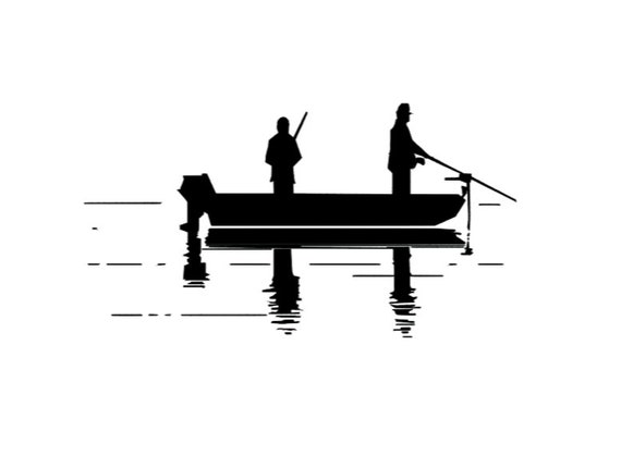 Boat Fish SVG PNG Digital DOWNLOAD, Fisherman Silhouette Fisherman