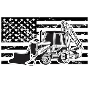 USA Backhoe Loader svg png digital download file, Heavy Equipment Svg, backhoe tractor Silhouette, Backhoe Loader SVG, Digger SVG, Backhoe