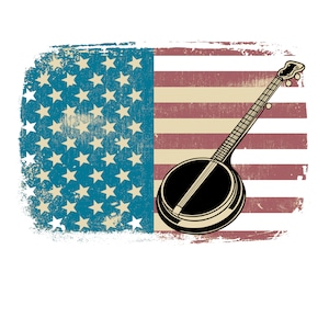 Rustic Flag Banjo svg Png JPG Instant Digital Download, Banjo printable files, Banjo guitar, Musical instrument, Banjo print cut file