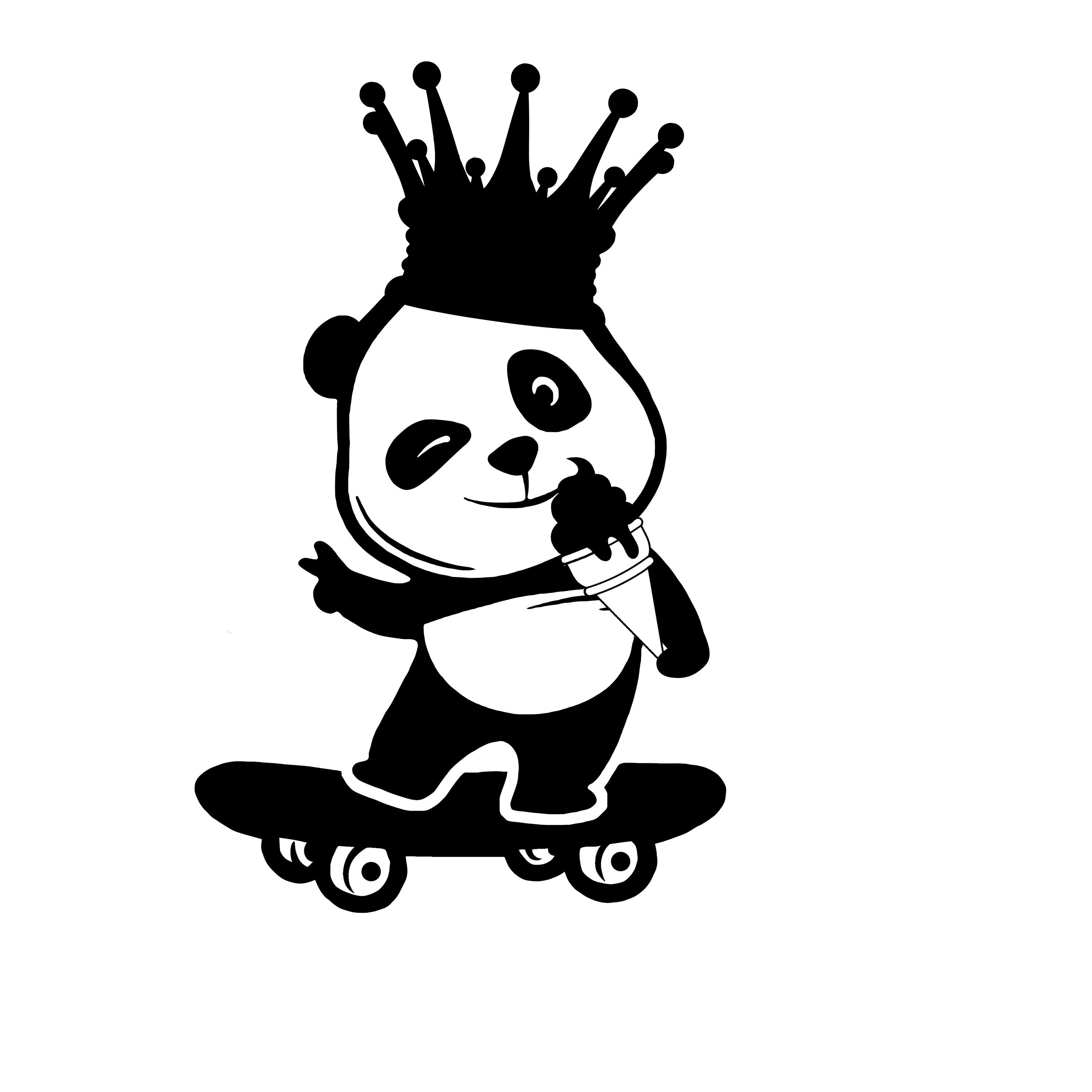 Skater Peace Panda Decal, Laptop Decal Sticker, Window Sticker