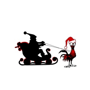 Crazy Huhn Schlitten digitaler Download, Cricut svg, Weihnachtscliparts, PNG, Silhouette Vektor, lustiges Huhn Santa Schlitten Huhn