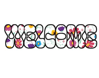 Fleur de bienvenue Png, police de caractères, téléchargement numérique, fleur florale bienvenue téléchargement par sublimation, fichier de téléchargement de bienvenue imprimable, panneau de bienvenue
