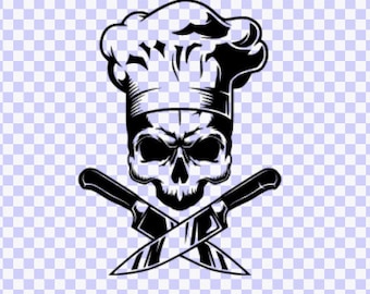 Skull chef hat crossed-knives SVG Download Cut File , Skull Svg png, Sugar Skull Day of the Dead, Silhouette, Clipart, Svg Vector Knife svg