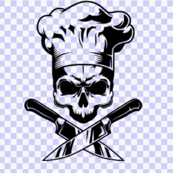 Skull chef hat crossed-knives SVG Download Cut File , Skull Svg png, Sugar Skull Day of the Dead, Silhouette, Clipart, Svg Vector Knife svg