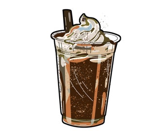 custom paper hot cups Iced Coffee Mocha PNG JPG digital Download Vector File, Cricut Png Silhouette Clipart Cold brew coffee drink, iced cold coffee Drink cup