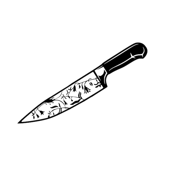 Floral Chef Kitchen Knive Svg, Download file, Kitchen Knife Svg, Chef Svg, Cutting Tool, Vector Cut file, Silhouette, Flower knife svg