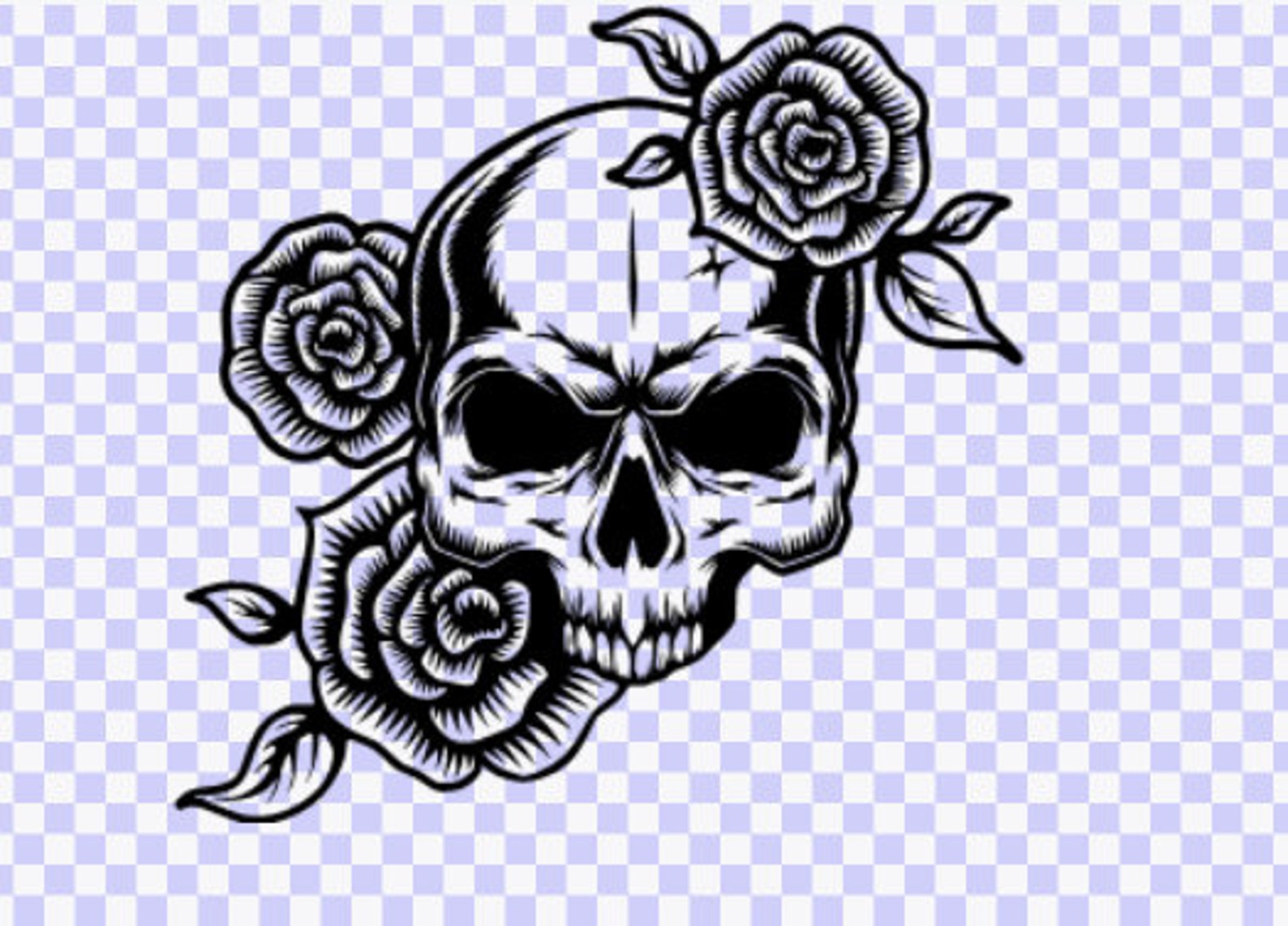 Skull and Rose Nail Art Water Decals - wide 8