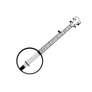 classique Banjo Svg Png instantané, Téléchargement numérique, Fichiers Banjo svg, Guitare Banjo, graphique, Instrument de musique, Fichier de coupe Banjo noir et blanc