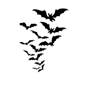 Flygande fladdermöss digital nedladdning, SVG, PNG, JPG, läskiga svg, skriv ut för att klippa filer för Cricut, skriv ut för att klippa fil för silhuett, gravyr bild 3