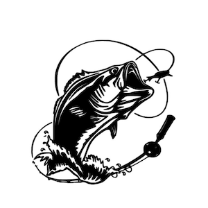 Bass Fishing SVG DOWNLOAD Fish Vector cut machine cricut Sport Fishing, Fish Svg, Cricut Svg, Fish Clip art, Fishing reels fish cut file
