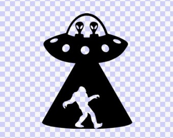 UFO Bigfoot svg Instant download Space Ship Download Clip art, svg download yeti alien cricut svg Silhouette download svg png cut file funny