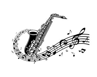 Saxophon sax svg herunterladen, Sax Musiknoten svg, Saxophon Instrument Blues Musik Jazz Musik SVG png herunterladen,