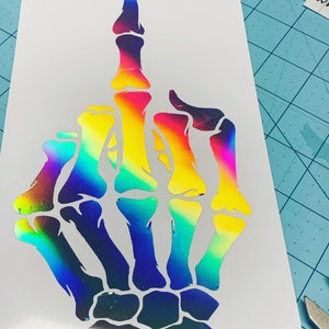 Middle finger decal sticker, Skeleton middle finger vinyl sticker decal, flipping the bird, Laptop Decal, truck Window sticker