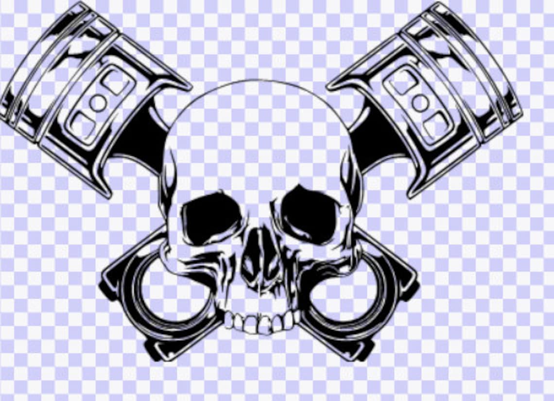 Gear head Skull SVG Download Cut File Piston skull svg Sugar Etsy