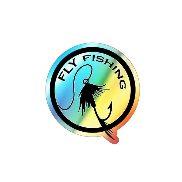 Fly Fish Decal sticker, Holographic Die-cut Stickers, fish Holographic sticker, Flyfishing gift