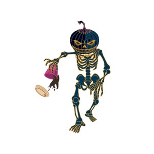 Pumpkin Spice Skeleton PNG JPG digital Download, Cricut Png Silhouette Clipart Skeleton, Pumpkin Season Fall Sublimation, Skeleton png