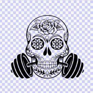 Weightlifting svg, Sugar Skull SVG, Download Cut File, Weight lifting Skull Day of the Dead, Silhouette, Clipart, Svg png, barbell svg