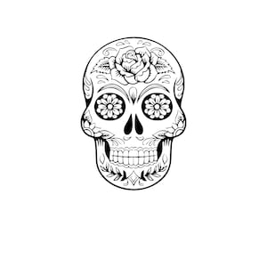 Sugar skull svg, instant download SVG PNG Download, candy Skull Svg png Mexican Skull Black & White Day of the Dead Silhouette, Clip art