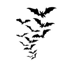 Flygande fladdermöss digital nedladdning, SVG, PNG, JPG, läskiga svg, skriv ut för att klippa filer för Cricut, skriv ut för att klippa fil för silhuett, gravyr bild 5