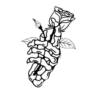 Skeleton hand long stem Rose svg Download Vector Cut File, bmp, png, jpg Cricut, Valentines day, Rose Flower, Rose Clip art download cricut