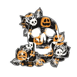 Halloween Schädel & Rose Download Png, download, Tag der Toten, Totenkopf SVG, Cricut Silhouette, Schädel, Clip art download, Kürbis Skelett
