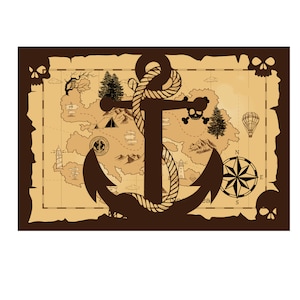 Carte au trésor des pirates PNG Jpg Télécharger le fichier coupé Carte des pirates Silhouette vecteur Clipart, impression imprimable au trésor de fête d'anniversaire à découper