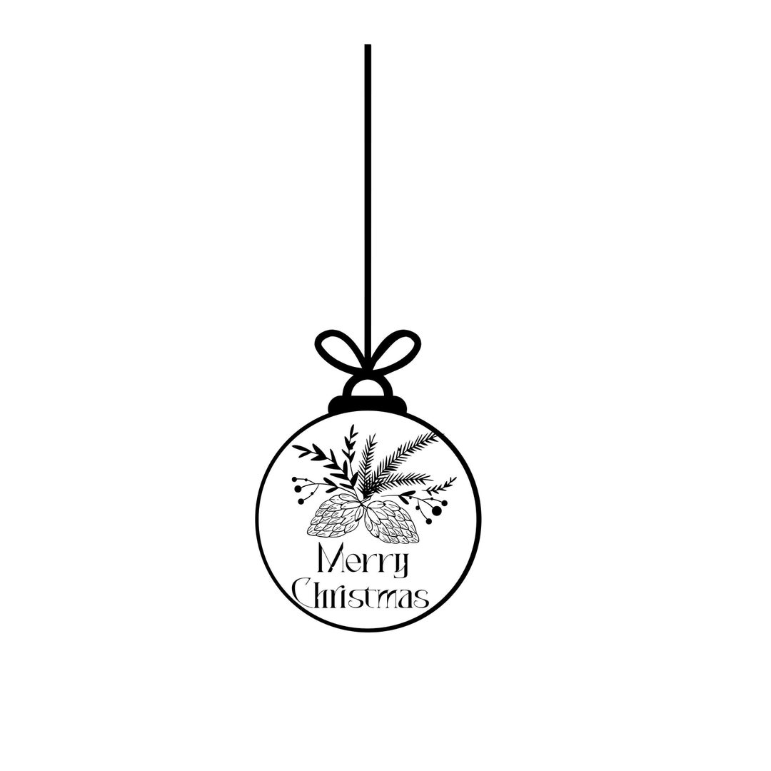Merry Christmas Ornament Outline SVG, Digital Download, Christmas Tree