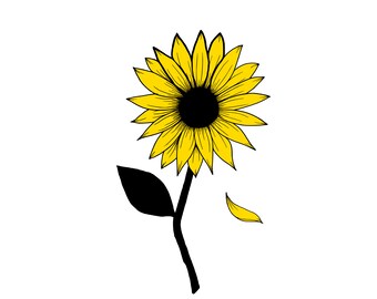 Descarga de girasol amarillo PNG, archivo de corte PNG, descarga de imágenes prediseñadas, archivo de impresión para cortar, girasol de jardín campestre, Cricut, silueta