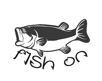 Bass Fishing Waterproof Decal, Fish on saying Decal, bass fisherman Decal, Fishing decal gift, Bass Fishing Truck Decal, Fishing Decal
