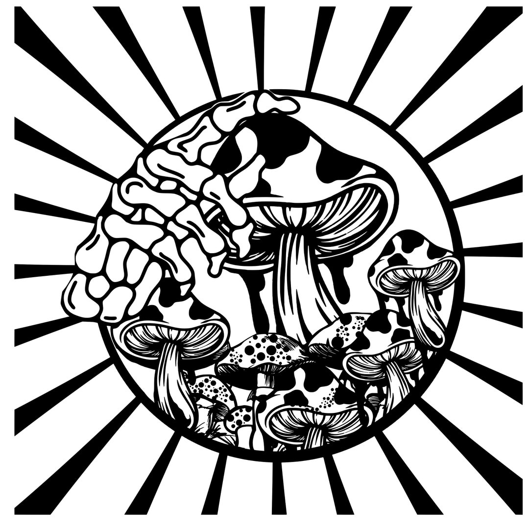 Snqg Sunburst Dripping Shrooms Skeleton SVG PNG Instant Download Clipart ...
