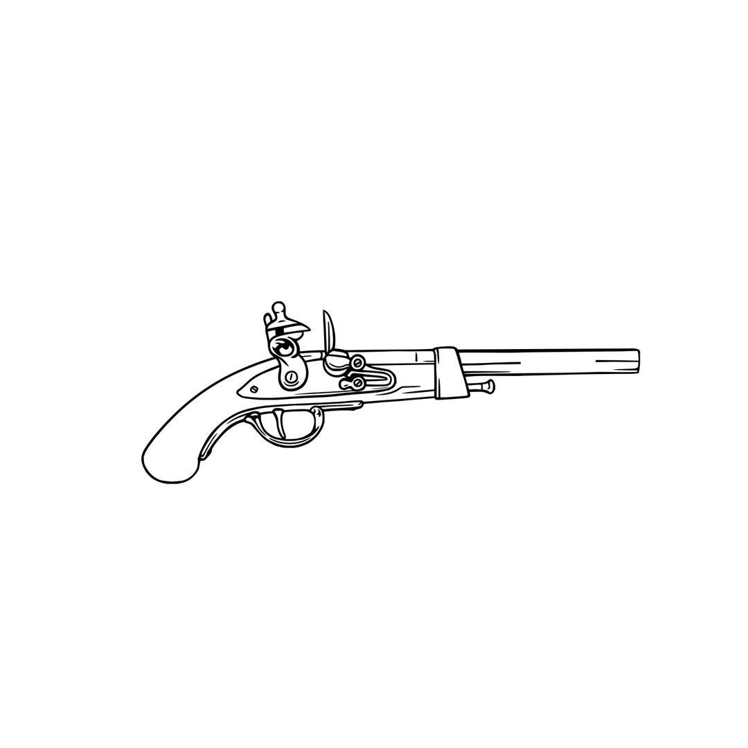 Flintlock Gunpowder Pistol Download Pistols Skull SVG Download Cut File