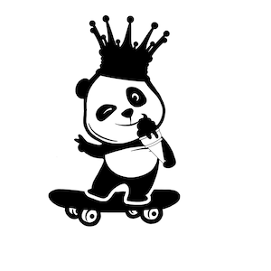 Skater Peace panda Decal, Laptop decal sticker, window sticker, Cute panda decal, peace hand Panda, peace decal, Ice cream svg
