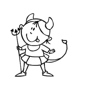 Duivel meisje digitale download, SVG, PNG, JPG, Spooky Halloween kostuum SVG, afdrukken om bestanden voor Cricut te knippen, afdrukken om bestand voor silhouet te knippen