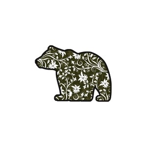 Floral Bear Png Print to Cut File Instant download, Cricut silhouette Crafting file, Bear outline png, Printable bear download, cute bear