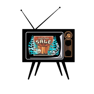 Retro Weihnachten Werbung TV SVG digitaler Download, Weihnachten ClipArt, Vintage Fernsehen Old Fashion TV Silhouette geschnitten Datei cricut