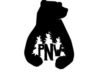 PNW Bear decal, vinyl decal, YETI, car window decal, custom decal, laptop sticker, yeti decal, car decal,  bear, Oregon PNW
