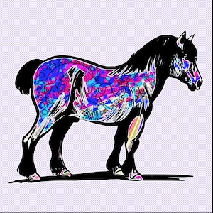 Cheval de trait Téléchargement PNG JPG en couleur, fichier png Cut, téléchargement clip art, cheval imprimable équestre png cricut, silhouette Clydesdale
