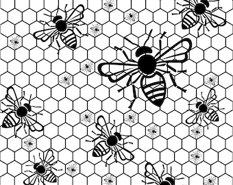 Honey bee honeycomb seamless pattern svg download, Cricut cut files, Silhouette files, Seamless Hexagon Pattern Clipart Cut Files