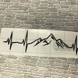 Mountain Heartbeat Vinyl Decal, Laptop Decal, Truck Car Sticker, Heart ...
