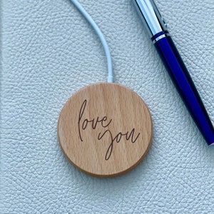 Birthday Gift,  Personalized MagSafe Charger, Wireless Charger for iPhone 12, 12 Pro, 12 Pro Max, 12 Mini, Wood Wireless Charging Case