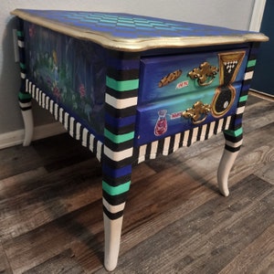 Whimsical Alice in Wonderland Inspired Side Table/Nightstand