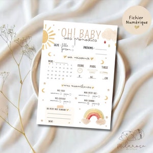 Carte Pronostics bébé • Naissance • babyshower • Gender reveal
